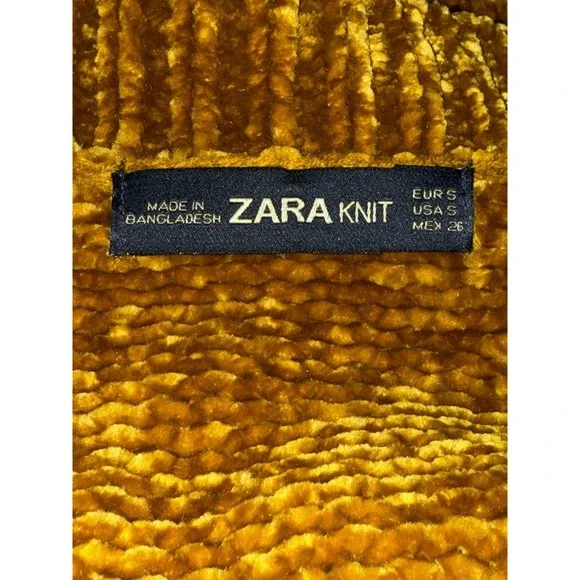 Zara Knit Oversized Sweater Womens Small Mustard Yellow V Neck . Buttery Soft - Picture 3 of 5